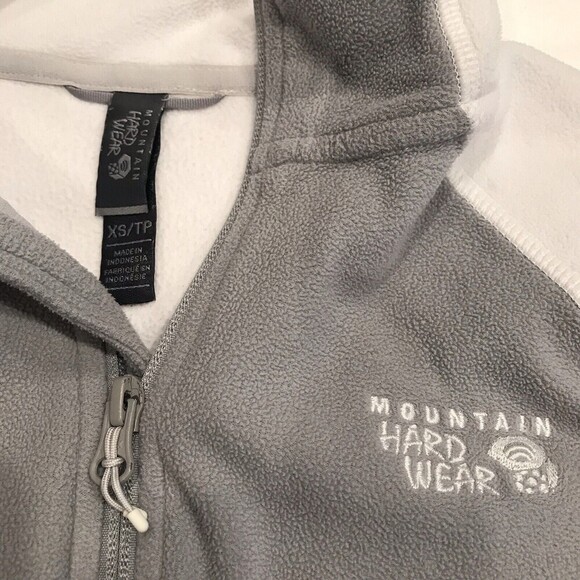 Mountain Hardwear Fleece Jacket Sz XS Full Zip Long Sleeve Pockets Gray White Mi - Picture 8 of 11